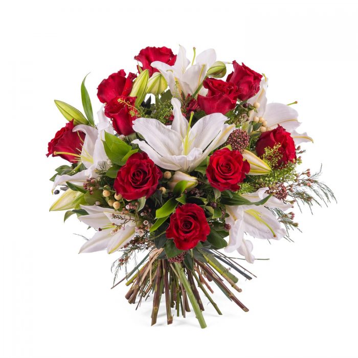 Bouquet Lys et Roses rouges